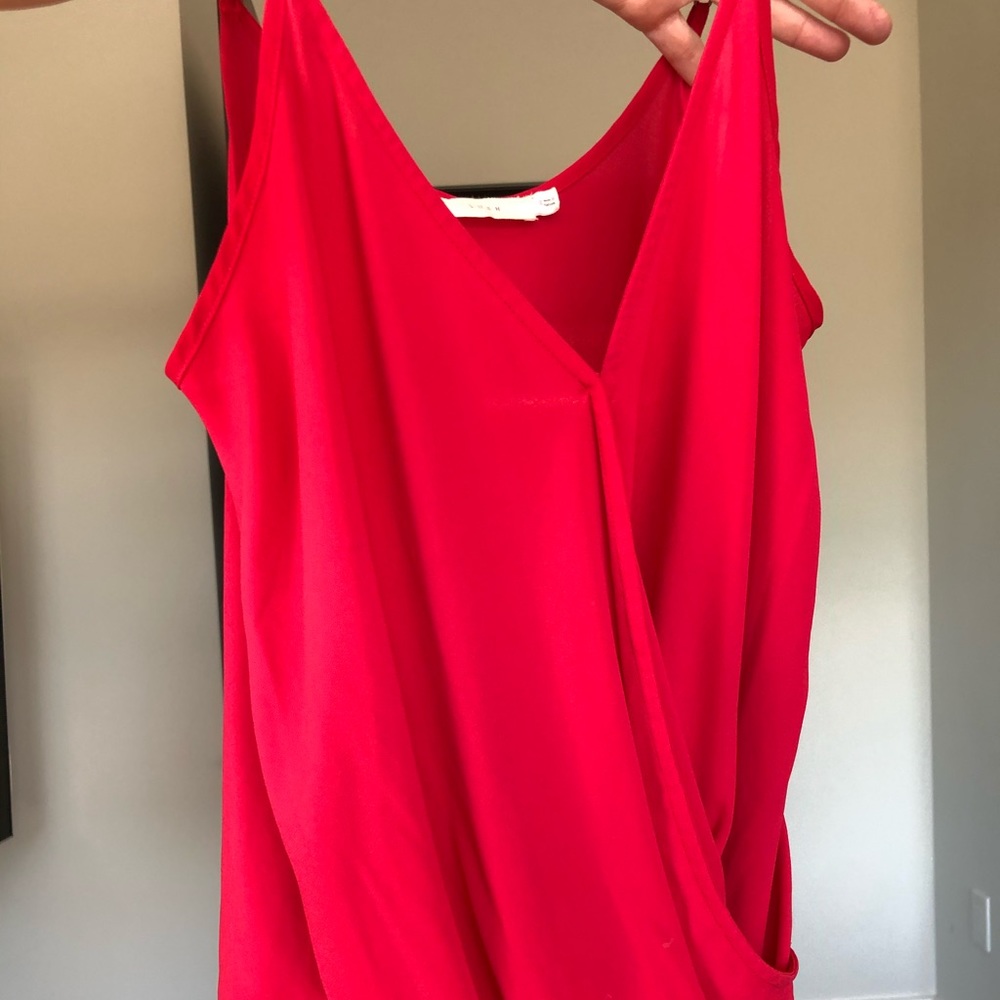 Red Lush faux wrap cami